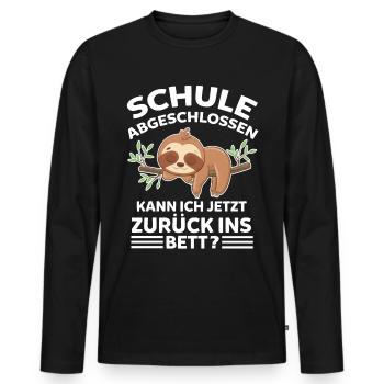 Sloth School Graduation Student School Leaving Certificate - Men's Premium Organic Long Sleeve Shirt - black - Front - Nico (187cm)