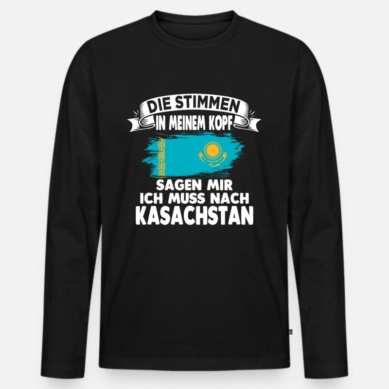 Kasachstan - Männer Premium Bio Langarmshirt - Schwarz