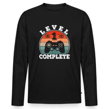 1 Jahr Ehe verheiratet Gamer 1. Hochzeitstag - Männer Premium Bio Langarmshirt - Schwarz - Vorne - Nico (187cm)