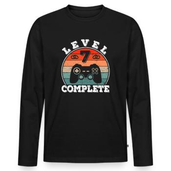 7 ans de mariage marié Gamer 7e anniversaire de mariage - T-shirt manches longues Premium bio Homme - noir - Devant - Nico (187cm)