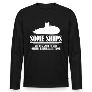 Some Ships Designed Sink Submarine Vétéran Navy - T-shirt manches longues Premium bio Homme - noir - Devant - Nico (187cm)