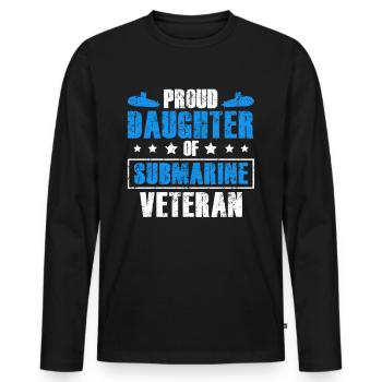 Fier de la fille-sous-marin-vétéran-marine - T-shirt manches longues Premium bio Homme - noir - Devant - Nico (187cm)