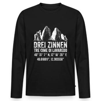 Berge gebirge Dolomiten drei zinnen geschenk - Männer Premium Bio Langarmshirt - Schwarz - Vorne - Nico (187cm)