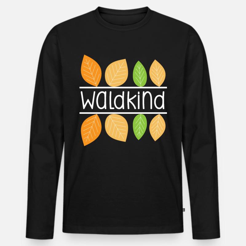 Waldkind - Männer Premium Bio Langarmshirt - Schwarz