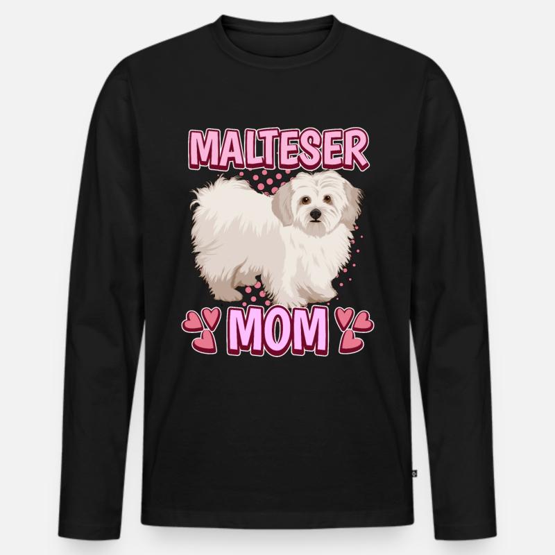 Malteser Mom - Männer Premium Bio Langarmshirt - Schwarz