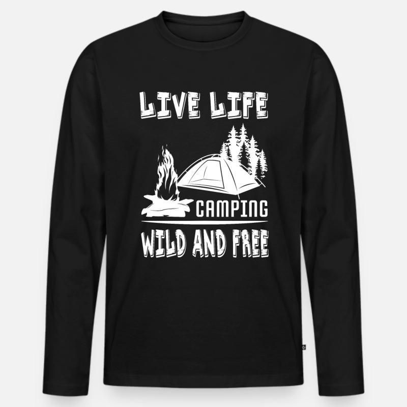 Camping Sprüche Lustig - Männer Premium Bio Langarmshirt - Schwarz