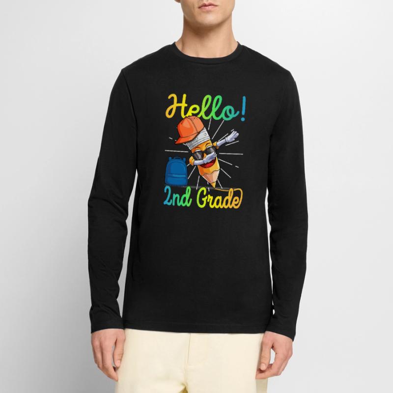 2nd Grade Second Grader Elementary School Pencil Men's Premium Organic Long Sleeve Shirt