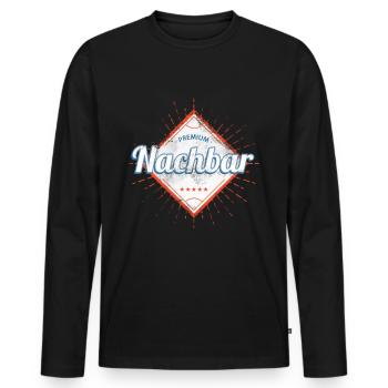 Premium Nachbar - Männer Premium Bio Langarmshirt - Schwarz - Vorne - Nico (187cm)