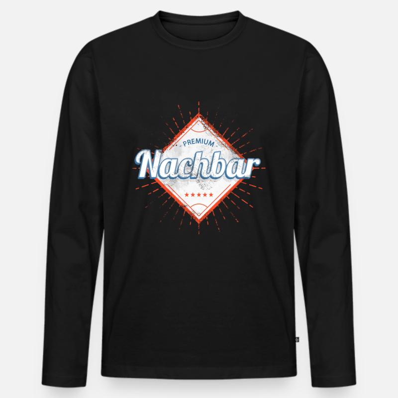 Premium Nachbar - Männer Premium Bio Langarmshirt - Schwarz