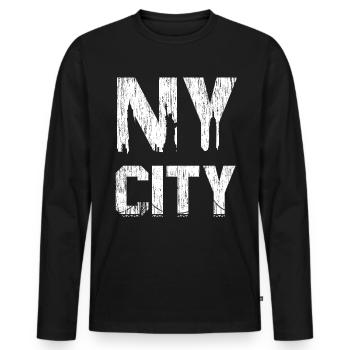 NY City New York - Men's Premium Organic Long Sleeve Shirt - black - Front - Nico (187cm)