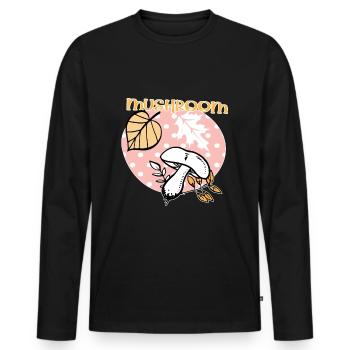 Pilz Herbst - Männer Premium Bio Langarmshirt - Schwarz - Vorne - Nico (187cm)