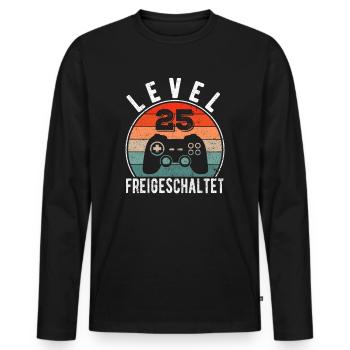 25. Geburtstag Mann 25er 25ter Level 25 Geschenk - Männer Premium Bio Langarmshirt - Schwarz - Vorne - Nico (187cm)