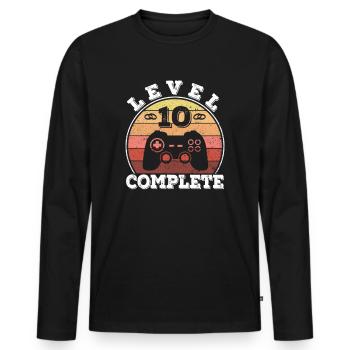 10e anniversaire de mariage 10 ans de mariage marié gamer - T-shirt manches longues Premium bio Homme - noir - Devant - Nico (187cm)