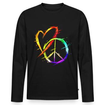 Amour Et Paix Coloré Humain LGBTQ - T-shirt manches longues Premium bio Homme - noir - Devant - Nico (187cm)