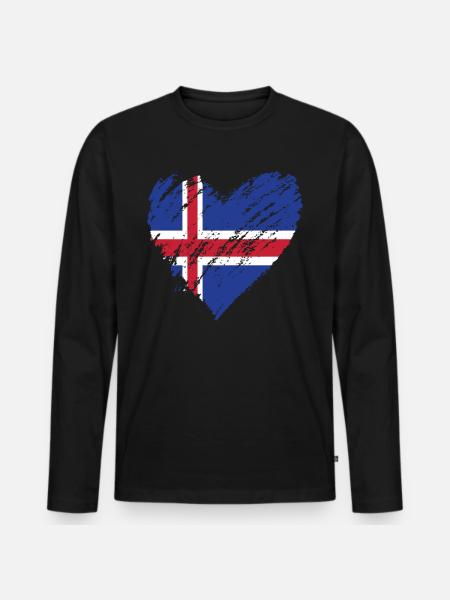 iceland - Männer Premium Bio Langarmshirt - Schwarz