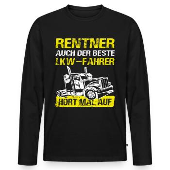 LKW-Fahrer Rentner Kraftfahrer Pension Fernfahrer - Männer Premium Bio Langarmshirt - Schwarz - Vorne - Nico (187cm)