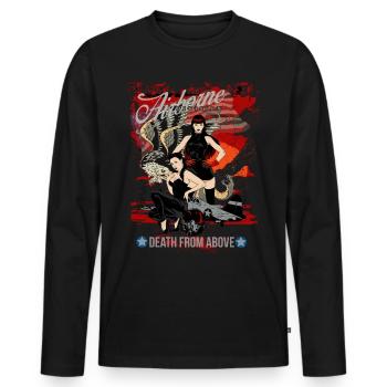 Vintage Airforce Pin Up - Männer Premium Bio Langarmshirt - Schwarz - Vorne - Nico (187cm)