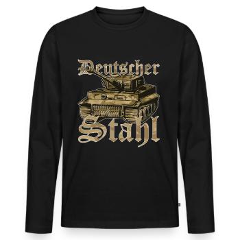 Panzer deutscher Stahl Infanterie Geschenkidee - Männer Premium Bio Langarmshirt - Schwarz - Vorne - Nico (187cm)