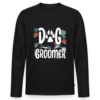 Dog Groomer Dog Groomer Gift - Men's Premium Organic Long Sleeve Shirt - black - Front - Nico (187cm)