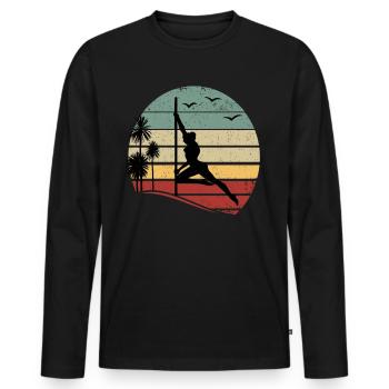 Sunset Pole Dance Pole Dancing Retro Pole Dance - Männer Premium Bio Langarmshirt - Schwarz - Vorne - Nico (187cm)