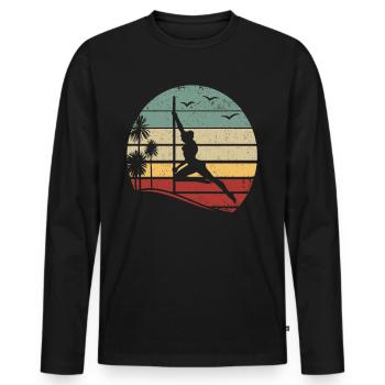Sunset Pole Dance Pole Dancing Retro Pole Dance - Männer Premium Bio Langarmshirt - Schwarz - Vorne - Nico (187cm)