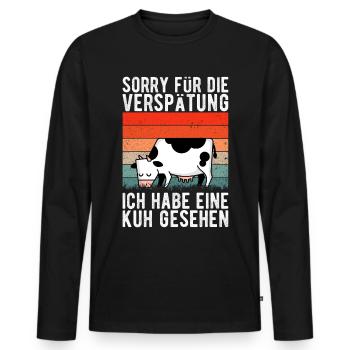 Kuh Landwirt Bauernhof Kinder Landwirtschaft Bauer - Männer Premium Bio Langarmshirt - Schwarz - Vorne - Nico (187cm)