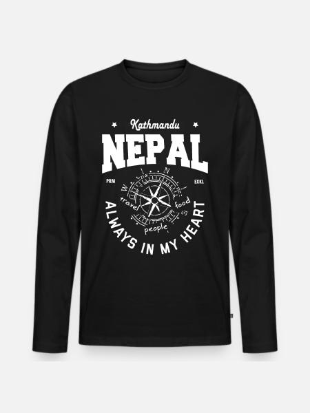 Kathmandu - Nepal - Männer Premium Bio Langarmshirt - Schwarz