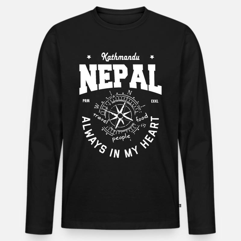Kathmandu - Nepal - Männer Premium Bio Langarmshirt - Schwarz
