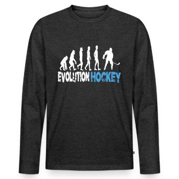 Evolution Hockey - Männer Premium Bio Langarmshirt - Anthrazit meliert - Vorne - Nico (187cm)
