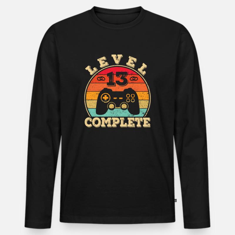 13. Hochzeitstag 13 Jahre Ehe Veilchenhochzeit - Männer Premium Bio Langarmshirt - Schwarz