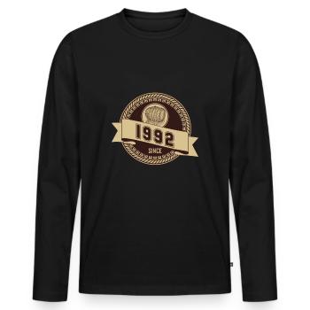 Vintage Legendary since 1992 birthday - Men's Premium Organic Long Sleeve Shirt - black - Front - Nico (187cm)