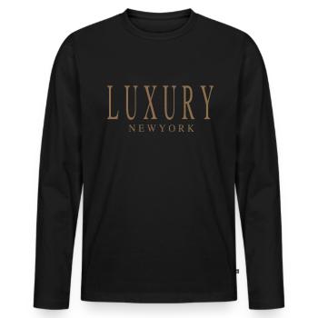 Luxury New York - Men's Premium Organic Long Sleeve Shirt - black - Front - Nico (187cm)