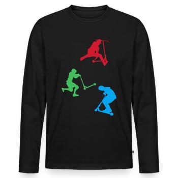 Scooter Freestyle Stuntscooter Scooter Driver - Men's Premium Organic Long Sleeve Shirt - black - Front - Nico (187cm)
