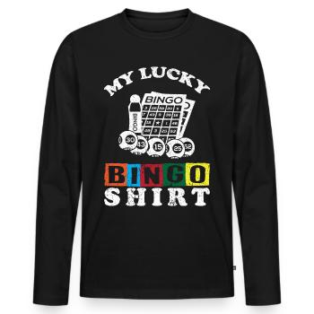Bingo Bingospieler Gesellschaftsspiel Bingo Lotto - Männer Premium Bio Langarmshirt - Schwarz - Vorne - Nico (187cm)