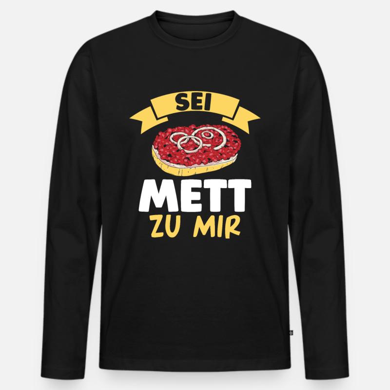Metzger Mett Mettbrötchen - Männer Premium Bio Langarmshirt - Schwarz