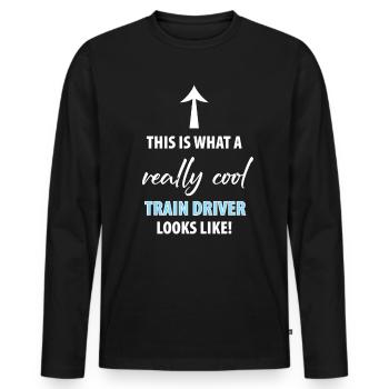 Train train train conducteurs de train - T-shirt manches longues Premium bio Homme - noir - Devant - Nico (187cm)
