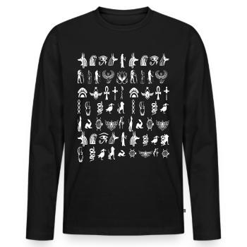 Hieroglyph - Men's Premium Organic Long Sleeve Shirt - black - Front - Nico (187cm)