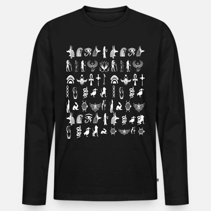 Hieroglyphe - Männer Premium Bio Langarmshirt - Schwarz