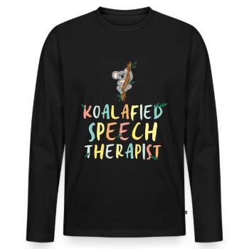 Koala Speech Therapist Speech Therapy Gift - Men's Premium Organic Long Sleeve Shirt - black - Front - Nico (187cm)