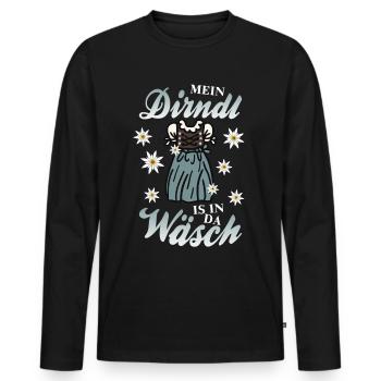 Mei Dirndl is in da Wäsch - Männer Premium Bio Langarmshirt - Schwarz - Vorne - Nico (187cm)