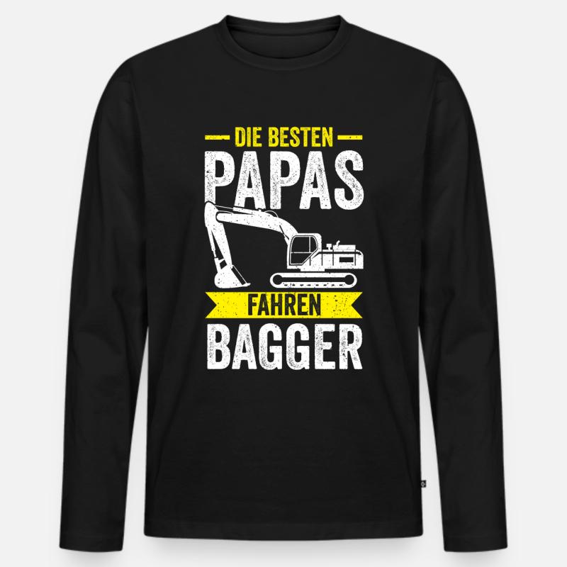 Baggerfahrer Papa Vater Vatertag Baggern Bagger - Männer Premium Bio Langarmshirt - Schwarz