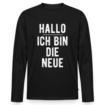 Neuer Job erster Arbeitstag Vorstellung Arbeit - Männer Premium Bio Langarmshirt - Schwarz - Vorne - Nico (187cm)