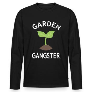 Gardener Gift - Garden Gangster - Nursery - Men's Premium Organic Long Sleeve Shirt - black - Front - Nico (187cm)