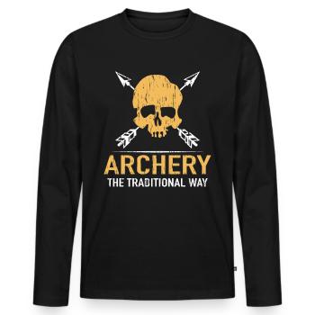 Bow Bow Archery The Traditional Way - Men's Premium Organic Long Sleeve Shirt - black - Front - Nico (187cm)