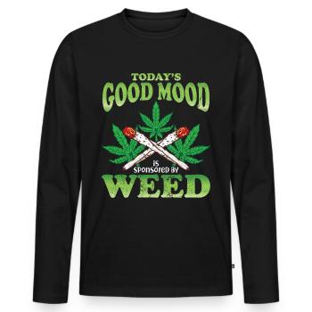 Cannabis Marijuana Weed Kiffen Kiffer Stoner CBD - T-shirt manches longues Premium bio Homme - noir - Devant - Nico (187cm)