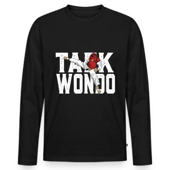 Teakwondo Kick Fighter - Men's Premium Organic Long Sleeve Shirt - black - Front - Nico (187cm)