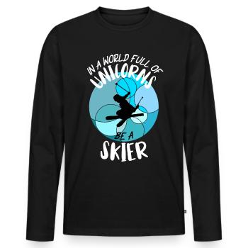 Ski ski Skieurs Vacances au ski - T-shirt manches longues Premium bio Homme - noir - Devant - Nico (187cm)