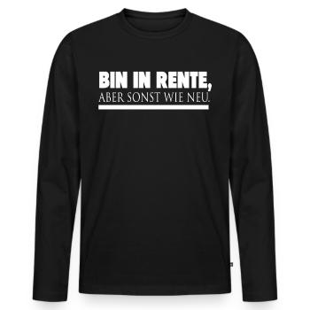 ich bin in Rente - Männer Premium Bio Langarmshirt - Schwarz - Vorne - Nico (187cm)