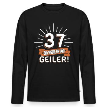 37.Geburtstag - Männer Premium Bio Langarmshirt - Schwarz - Vorne - Nico (187cm)