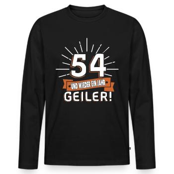 54. Geburtstag - Männer Premium Bio Langarmshirt - Schwarz - Vorne - Nico (187cm)